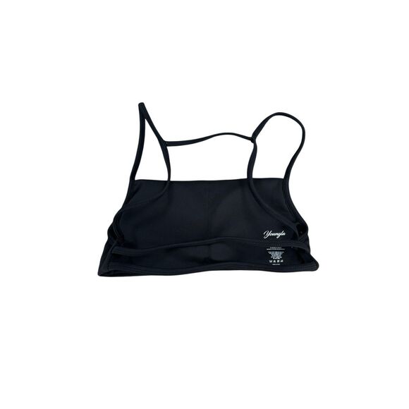 YoungLa W363 Back it Up Top Sports Bra Square Neck Open Black Strappy Black S - Picture 4 of 6
